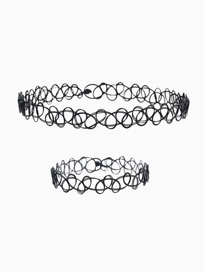 Набор 2 предмета: чокер, браслет «Классика», чёрный, 30 см