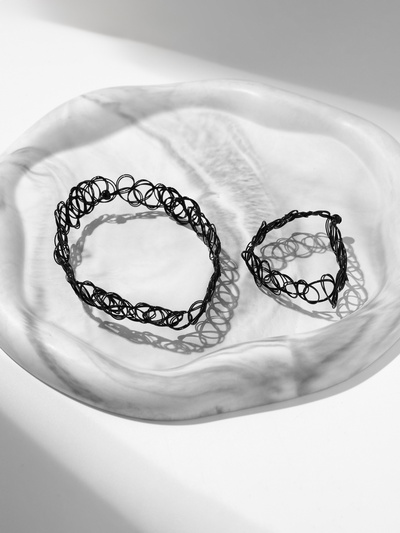 Набор 2 предмета: чокер, браслет «Классика», чёрный, 30 см