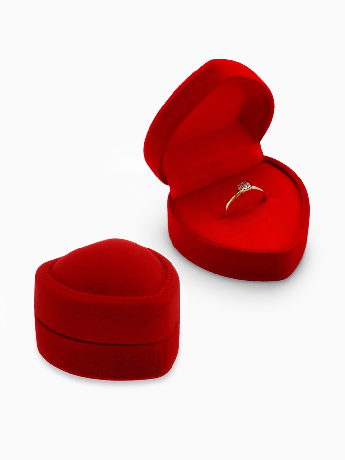 Футляр под кольцо, серьги «Сердце с рамкой из точек», бархатный, 4.5×4.5 см, красный - Фото 1