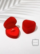 Футляр под кольцо, серьги «Сердце с рамкой из точек», бархатный, 4.5×4.5 см, красный 2316474