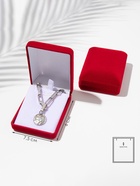 Футляр под набор: серьги и кулон «Прямоугольник» 7.5×6 см, красный, вставка белая 2316475