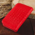 Ключница на молнии, 1 отдел, карман для карт, кольцо, карабины, цвет красный - Фото 2