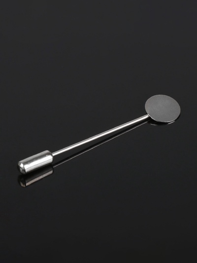 Основа «Брошь-игла» L=5 см, площадка 8 мм, (набор 5 шт.), цвет серебро