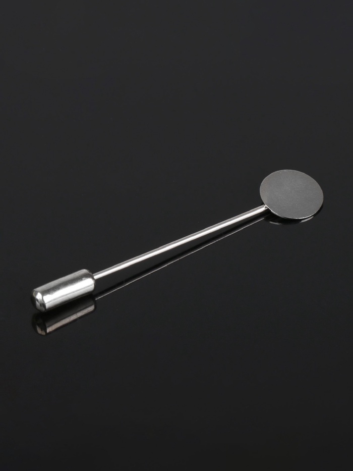 Основа «Брошь-игла» L=5 см, площадка 8 мм, (набор 5 шт.), цвет серебро - Фото 1