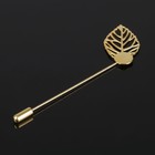 Основа «Брошь-игла» с листом (набор 5 шт.), L=7 см, площадка 0.9 см, цвет золото - Фото 1