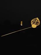 Основа «Брошь-игла» с листом (набор 5 шт.), L=7 см, площадка 9 мм, цвет золото - Фото 7