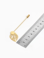 Основа «Брошь-игла» с листом (набор 5 шт.), L=7 см, площадка 9 мм, цвет золото - Фото 3