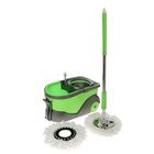 Набор для уборки: швабра, ведро на колёсах с металлической центрифугой, запасная насадка из микрофибры, дозатор, цвет зелёно-серый - Фото 1