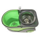 Набор для уборки: швабра, ведро на колёсах с металлической центрифугой, запасная насадка из микрофибры, дозатор, цвет зелёно-серый - Фото 3