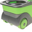 Набор для уборки: швабра, ведро на колёсах с металлической центрифугой, запасная насадка из микрофибры, дозатор, цвет зелёно-серый - Фото 4