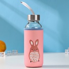 Бутылка для воды «Весёлые зверята», 300 мл, h=17 см, в чехле, стекло, МИКС - Фото 7