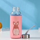 Бутылка для воды «Весёлые зверята», 300 мл, h=17 см, в чехле, стекло, МИКС - Фото 8