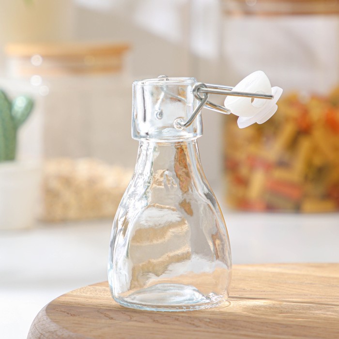 Бутылка стеклянная для соусов и масла с бугельным замком Доляна «Галерея», 80 мл, 5×11 см - фото 1906864711