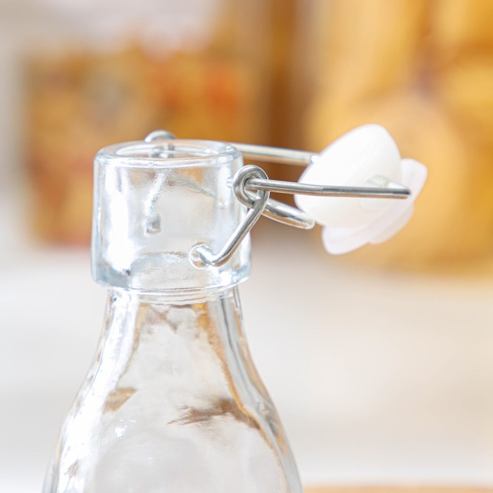 Бутылка стеклянная для соусов и масла с бугельным замком Доляна «Галерея», 80 мл, 5×11 см - фото 1887728886