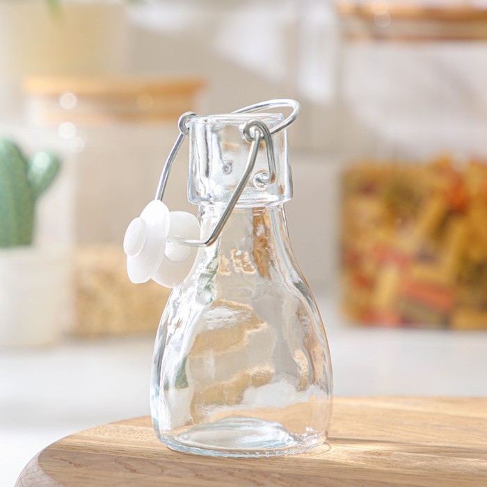Бутылка стеклянная для соусов и масла с бугельным замком Доляна «Галерея», 80 мл, 5×11 см - фото 1906864713