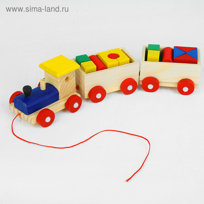 Деревянная игрушка "Паровозик с фигурами", МИКС - Фото 1