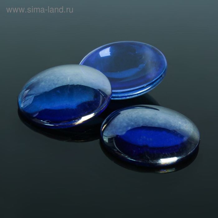 Кабошон стекло, круг 25мм (набор 3шт), цвет синий - Фото 1