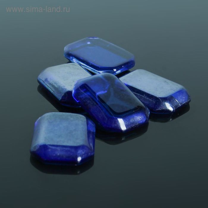 Кабошон стекло, прямоугольник 13*18мм (набор 5шт), цвет синий - Фото 1