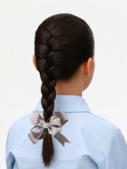 Бант для волос на резинке «Школьница», звезда, 12 см, серая - Фото 2