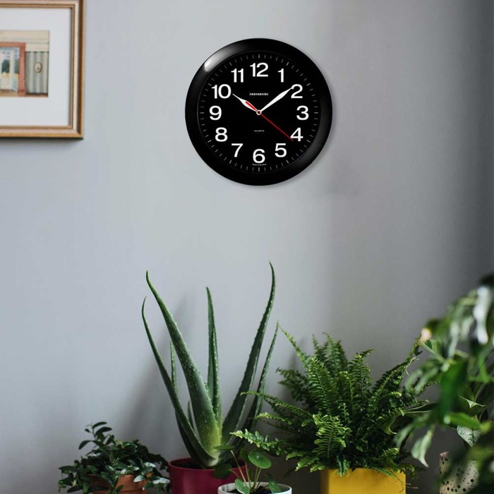 Часы настенные, серия: Классика, d=29 см, черный обод - фото 1883308042