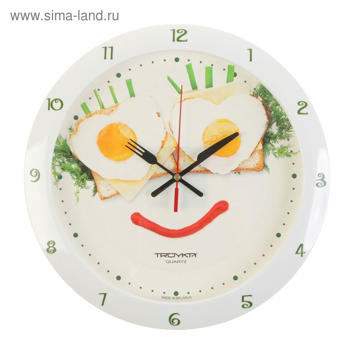 Часы настенные круглые "Яичница", белый обод, 29х29 см - Фото 1