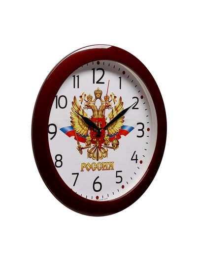 Часы настенные «Герб», дискретный ход, d=29 см, бордовый обод