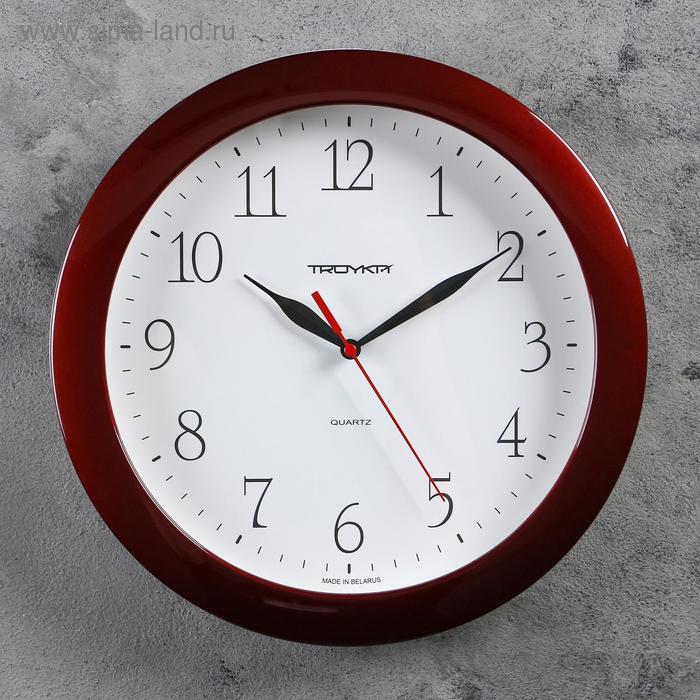 Часы настенные, серия: Классика, d=29 см, коричневый обод - Фото 1