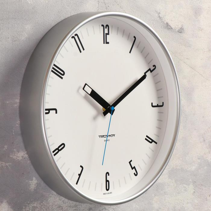 Часы настенные, серия: Классика, d=30 см, серебристый обод - фото 1905415411