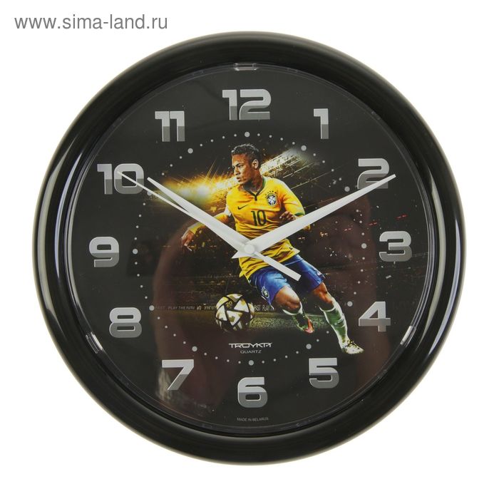 Часы настенные "Футболист", d=24 см, черный обод - Фото 1