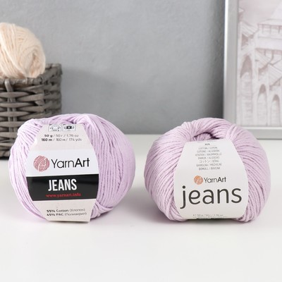 Пряжа для вязания спицами, крючком YarnArt, Jeans, 55% хлопок, 45% акрил, 160 м/50 г, (19 сиреневый)