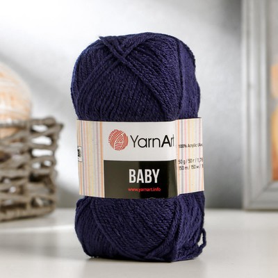 Пряжа для вязания спицами, крючком YarnArt, Baby, 100% акрил, 150 м/50 г, (583 т. синий)
