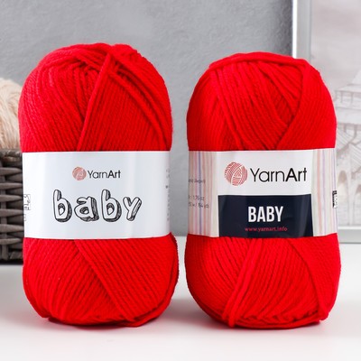 Пряжа для вязания спицами, крючком YarnArt, Baby, 100% акрил, 150 м/50 г, (156 красный)