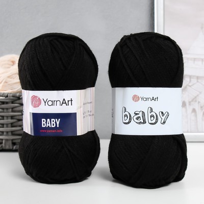 Пряжа для вязания спицами, крючком YarnArt, Baby, 100% акрил, 150 м/50 г, (585 чёрный)