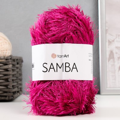 Пряжа "Samba" 100% полиэстер 150м/100гр (2014 яркая фуксия)
