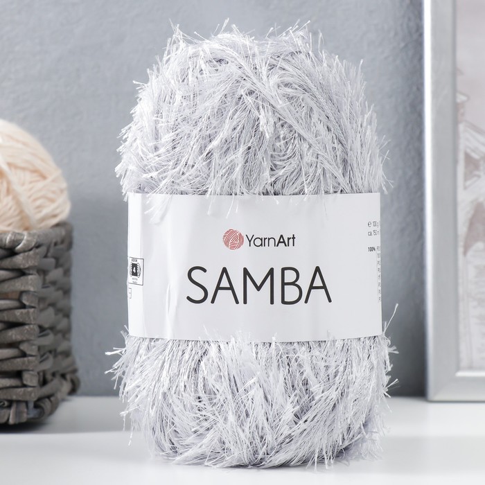 Пряжа "Samba" 100% полиэстер 150м/100гр (10 св.серый) - Фото 1