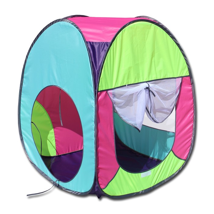 Палатка квадратная «Радужный домик», 4 грани, фиолетовый/лимон/розовый/бирюза - фото 1908322239
