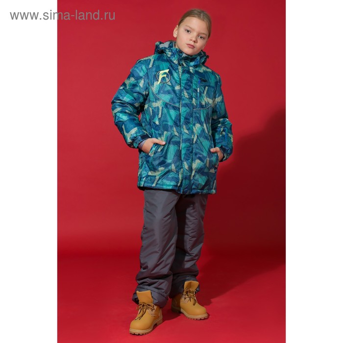 Куртка для мальчика "Геометрия", рост 134 см, цвет зелёный/синий - Фото 1