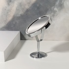 Зеркало настольное, с увеличением х2, металлическое, двустороннее, 9×16 см, (8×9.5 см), серебристое - Фото 4