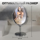 Зеркало на ножке «Овал», двустороннее, с увеличением, зеркальная поверхность 9,4 × 11,5 см, цвет серебристый - Фото 2