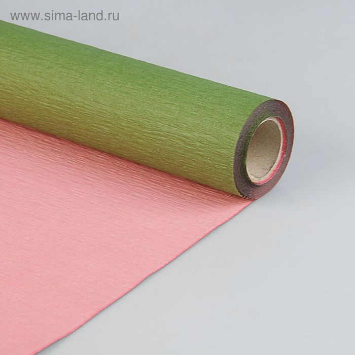 Фактурная бумага, двусторонняя 0,5 х 5 м, темно-зеленый-розовый - Фото 1