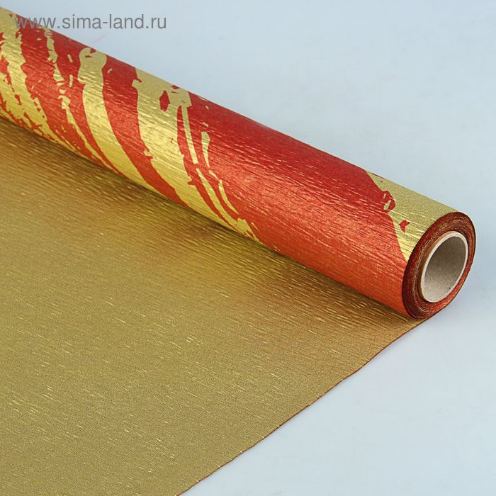 Фактурная бумага "Галактика" двусторонняя, золотая на красном, 50 см х 5 м - Фото 1