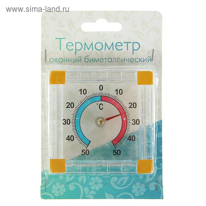 Термометр оконный ТББ "Биметалический (t -50 + 50 С) квадратный в блистере - Фото 1