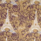 Бумага упаковочная крафт "Париж", с каймой бело-фиолетовая на коричневом 70 см х 8,5 м - Фото 2
