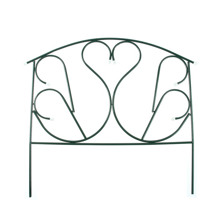 Ограждение декоративное, 69×410 см, 5 секций, с заглушками, металл, зелёное, «Лебедь»