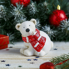 Сувенир керамика "Белый мишка в красном шарфике" 9х9х7 см - Фото 1