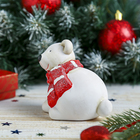 Сувенир керамика "Белый мишка в красном шарфике" 9х9х7 см - Фото 3