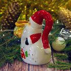 Сувенир керамика подсвечник "Дед Мороз в длинном красном колпаке" 10х8,5х4,6 см - Фото 2
