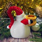 Сувенир керамика подсвечник "Дед Мороз в длинном красном колпаке" 10х8,5х4,6 см - Фото 4