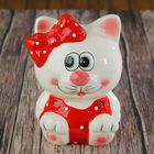 Копилка керамика "Кошечка с бантиком" 13х10х8 см - Фото 1
