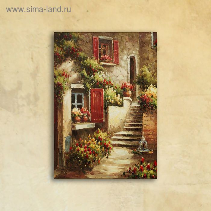 Картина на стекле "Дом в цветах" 28*40 см - Фото 1